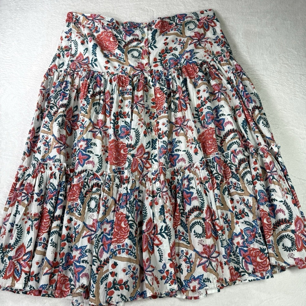 Soft Surroundings Maxi Skirt Wild Bloom Botanical Sunset Plus 3X Cotton Floral